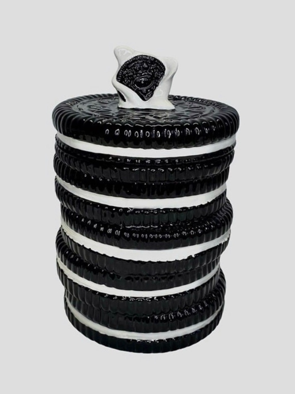 Black & White Oreo Cookie Stack Cookie Jar Canister